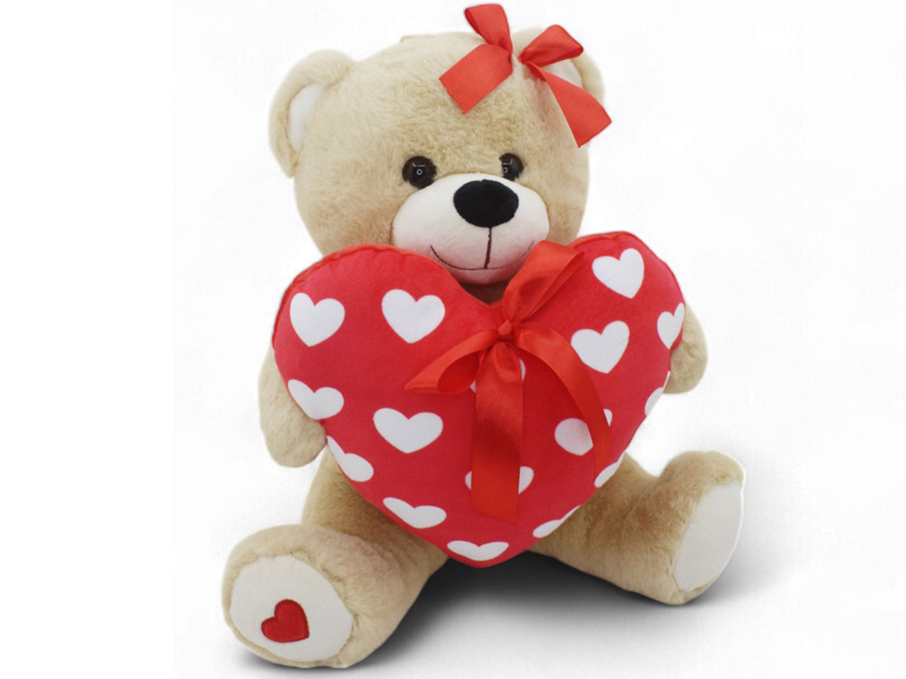 Orso in peluche 35cm con cuore e fiocco