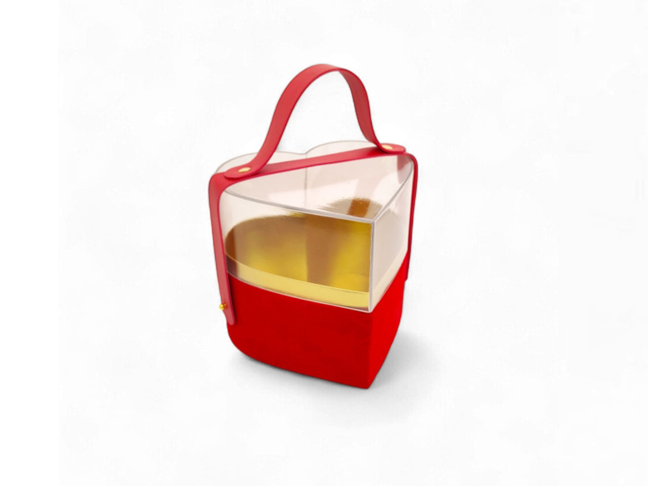 Scatola cuore in plastica e tessuto 14x13x12cm rosso