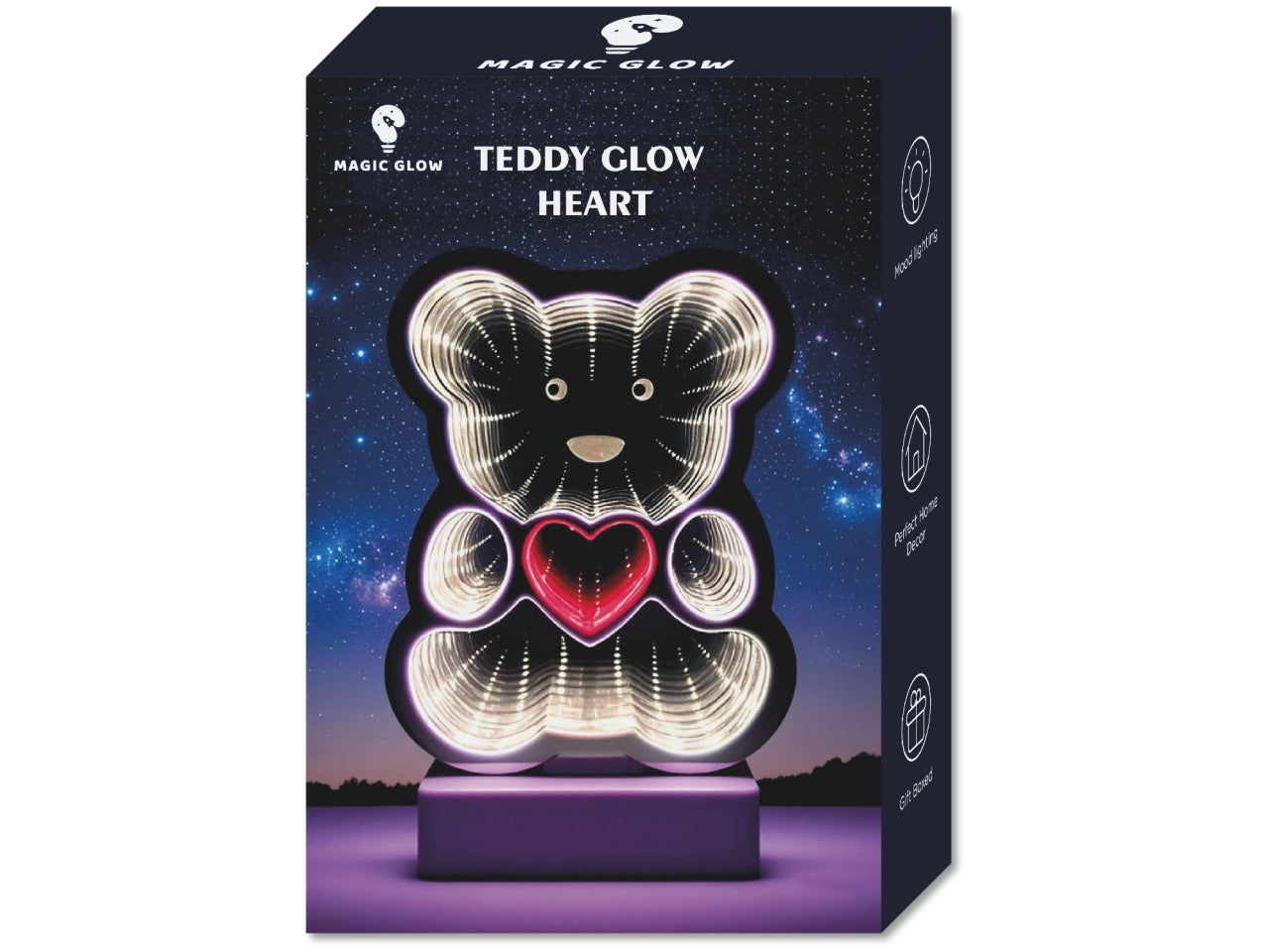 Teddy glow heart infinity luce multicolor 21,2x11,5x8cm a batteria
