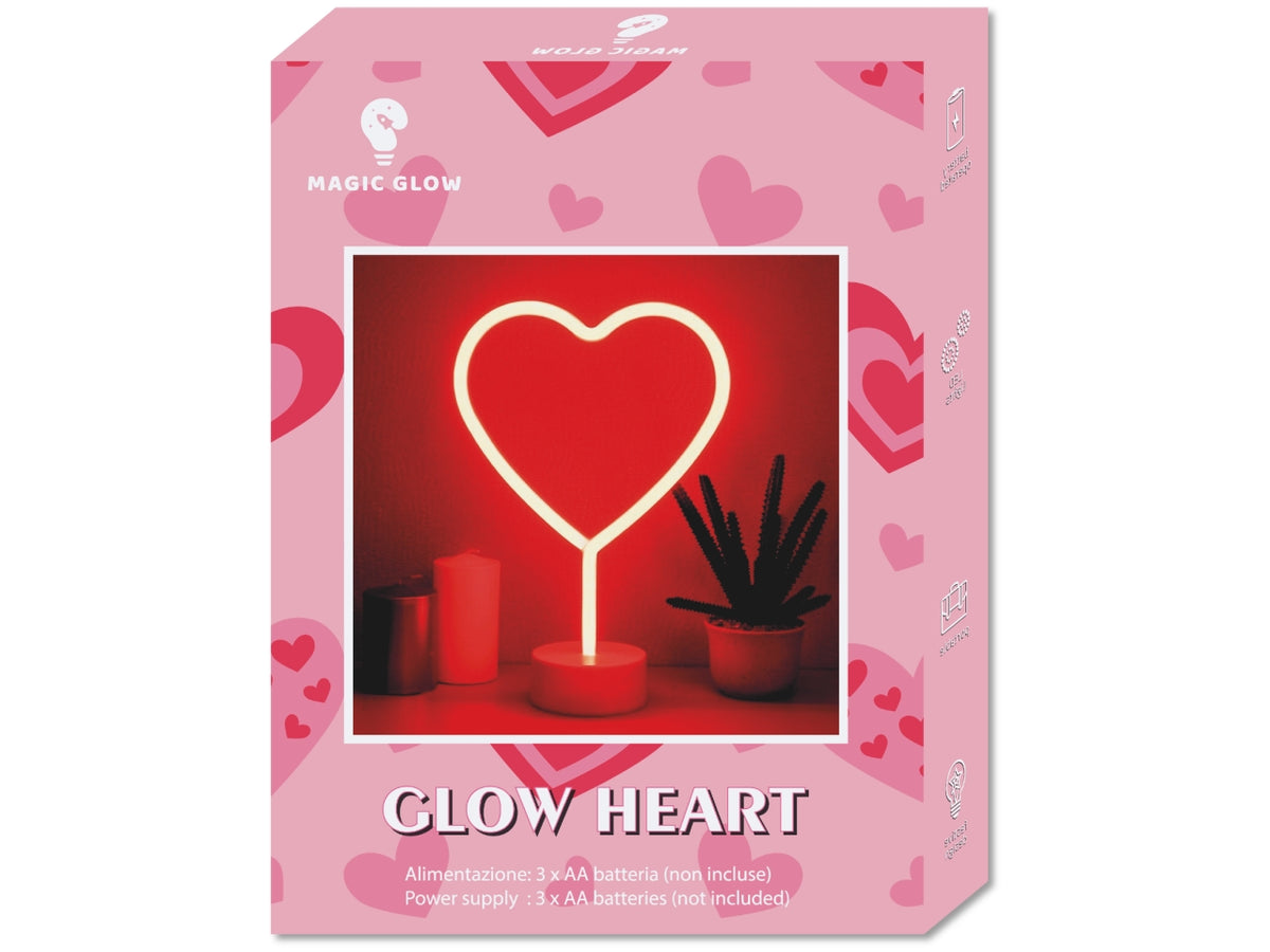 Glow heart stand luce led color 30x8,5x24,5cm a batteria