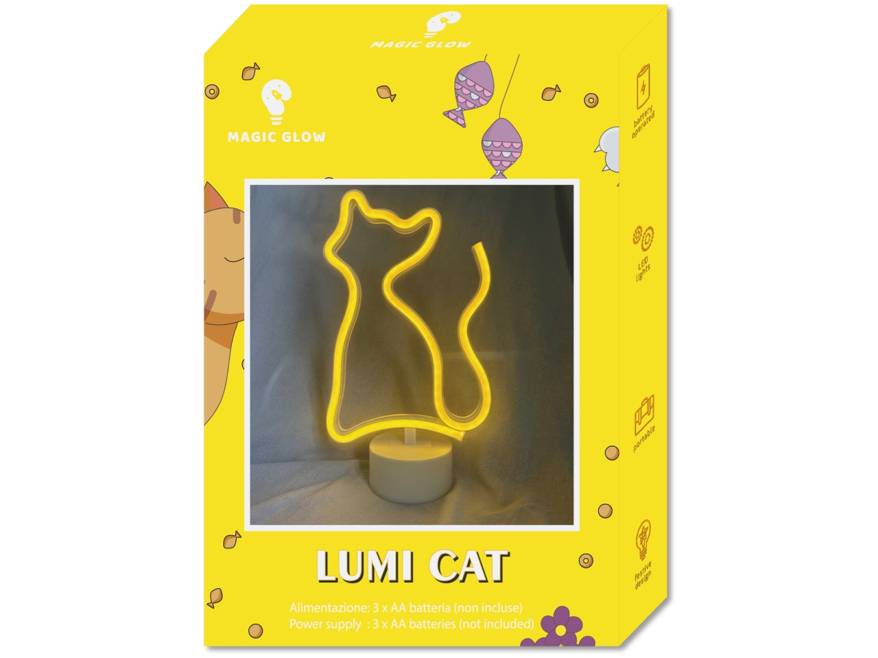 Lumi cat stand luce led color 24,5x14,5x10cm a batteria