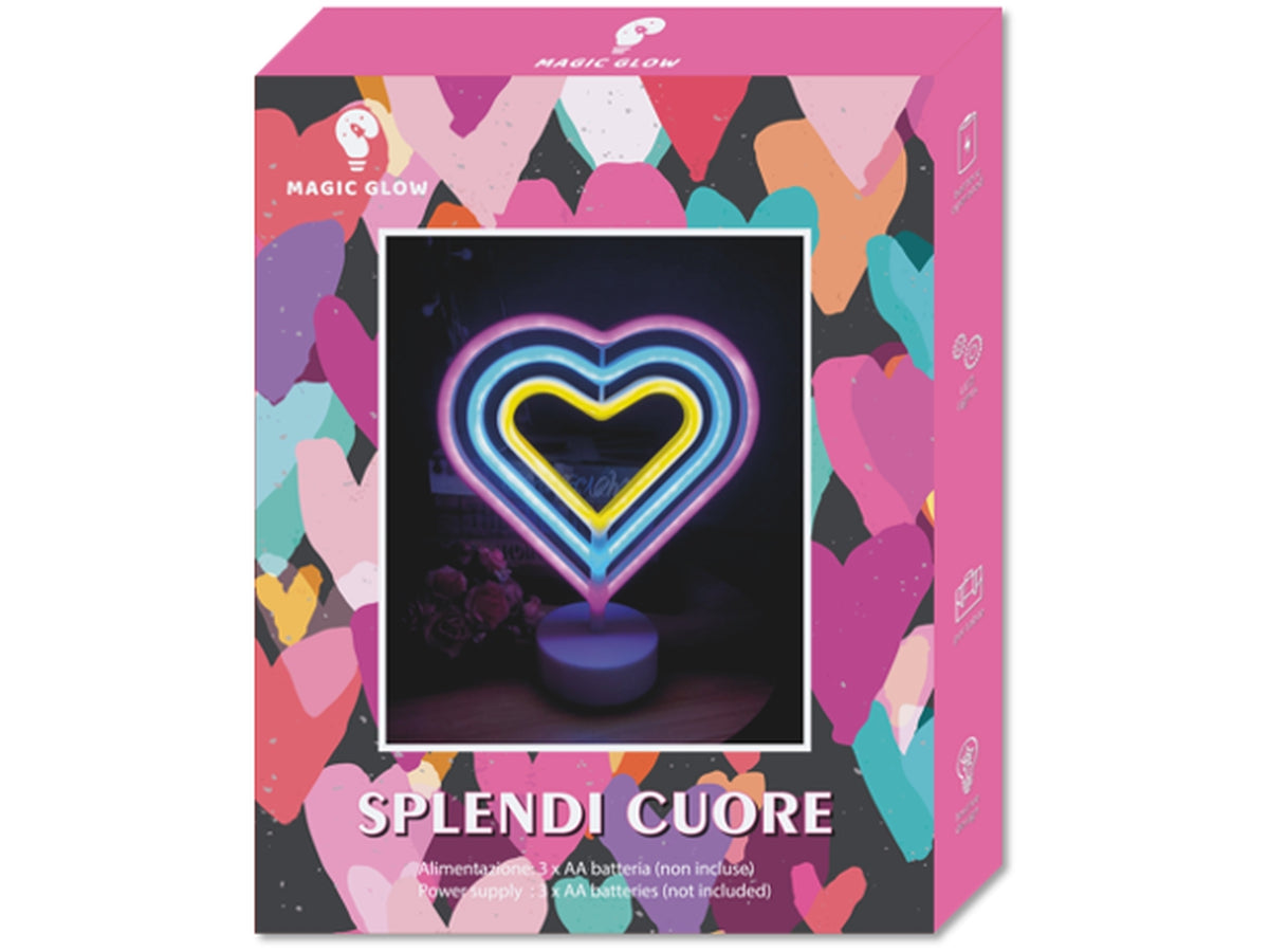 Splendi cuore stand luce led color 23x8,5x27,5cm a batteria