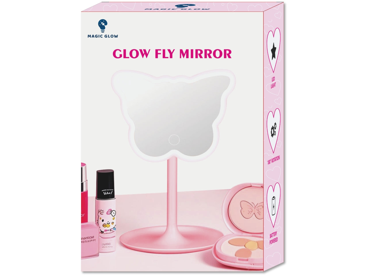 Glow fly stand specchio luce led bianco d.14xh.27cm a batteria