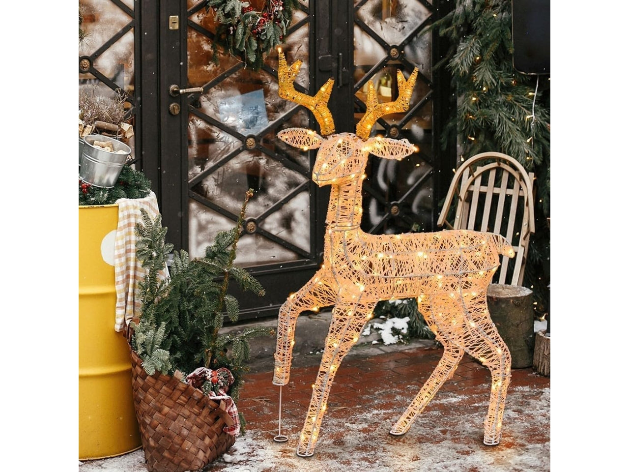 Renna 3D 85cm con 160led bianco tradizionale, luce fissa per uso interno ed esterno IP44