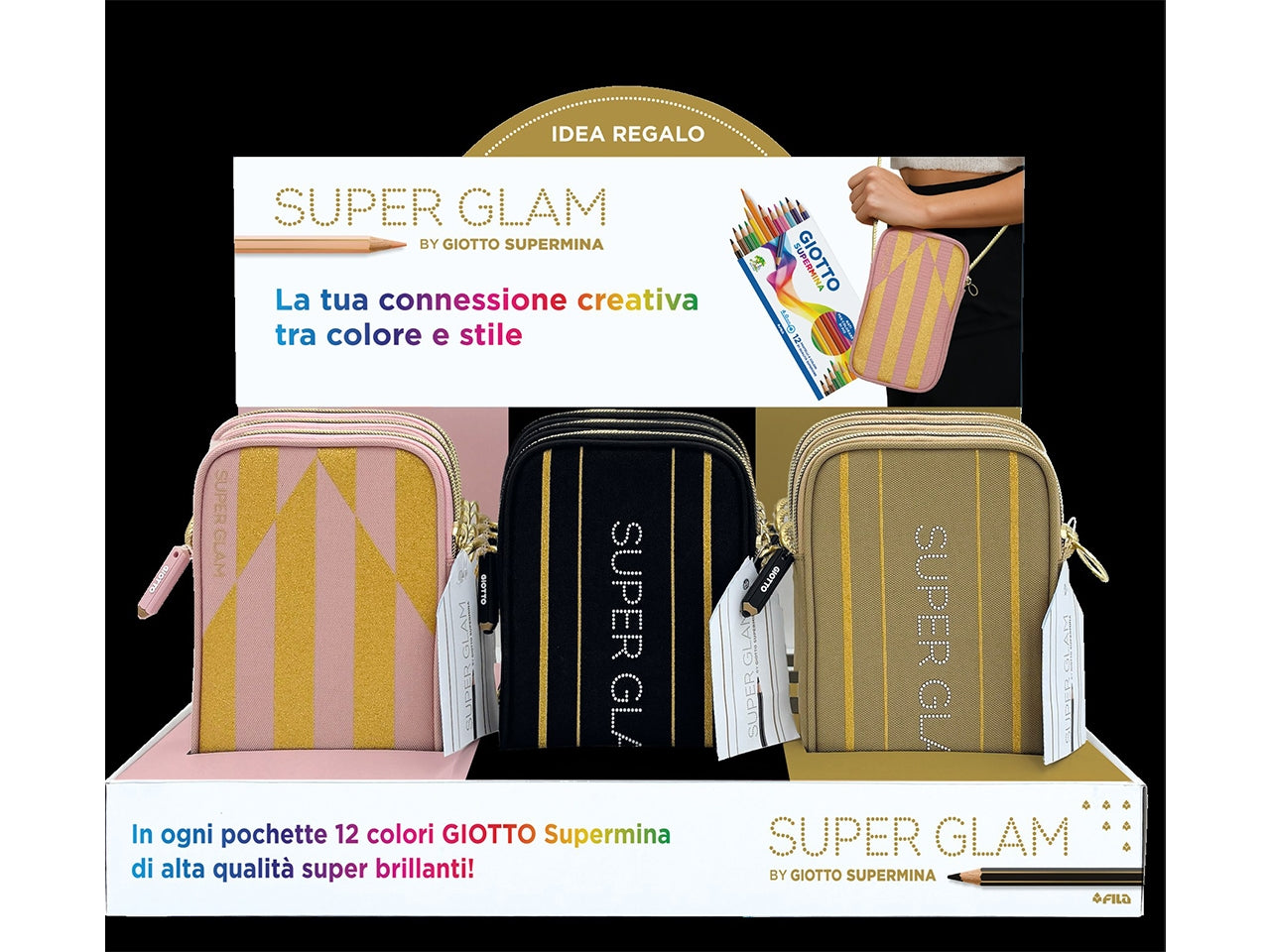 Nuova GIOTTO pochette superglam allâinterno 12 pastelli Giotto Supermina