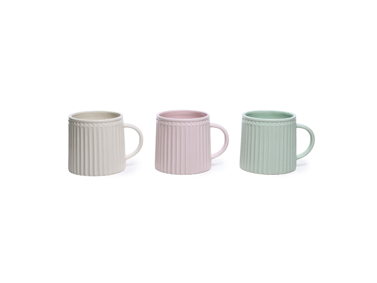 Vaso rigato in ceramica con manico laterale 17x12,5xh.12cm, colori assortiti