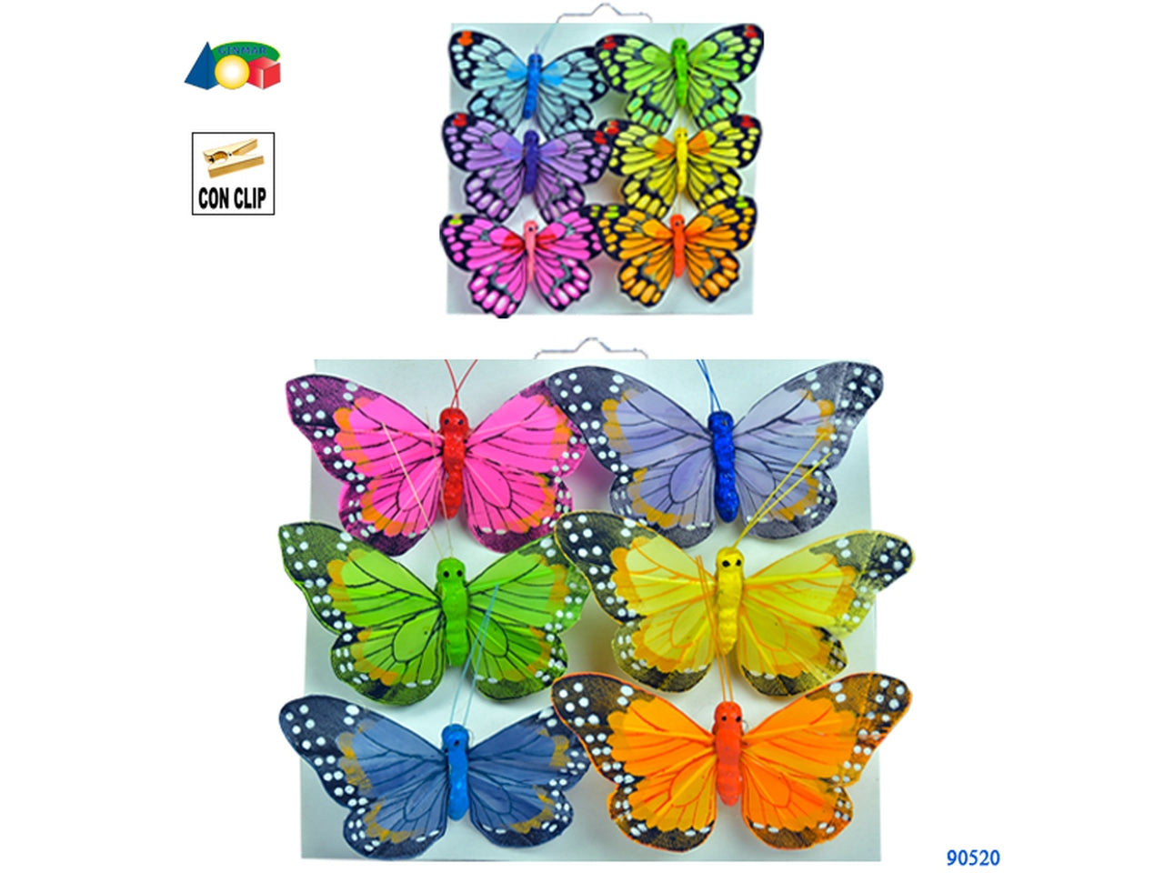 Farfalle con clip in confezione da 6 pezzi assortite