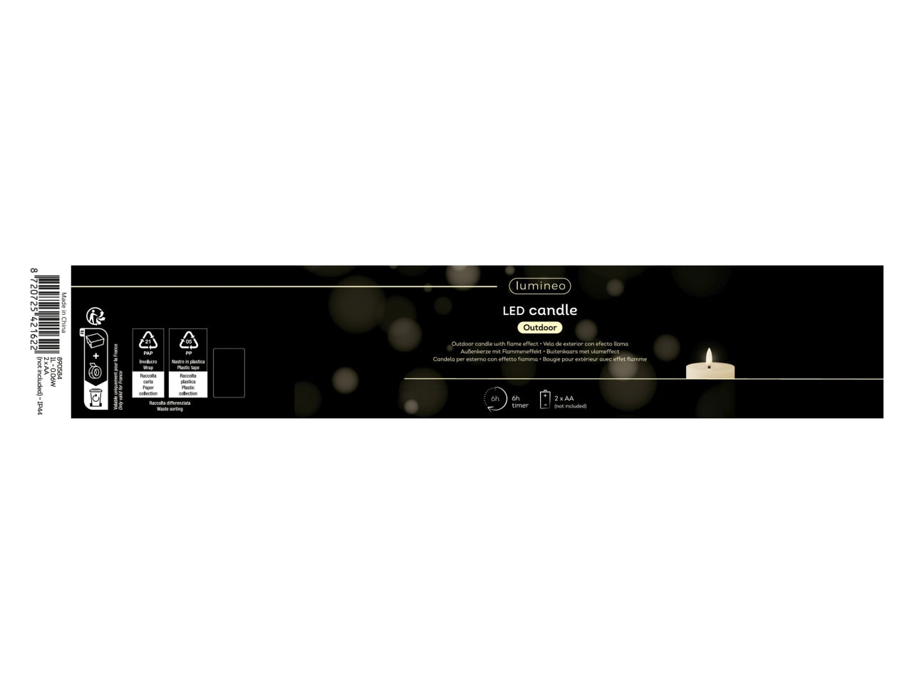 Candela led verde d.8.5xh.14cm