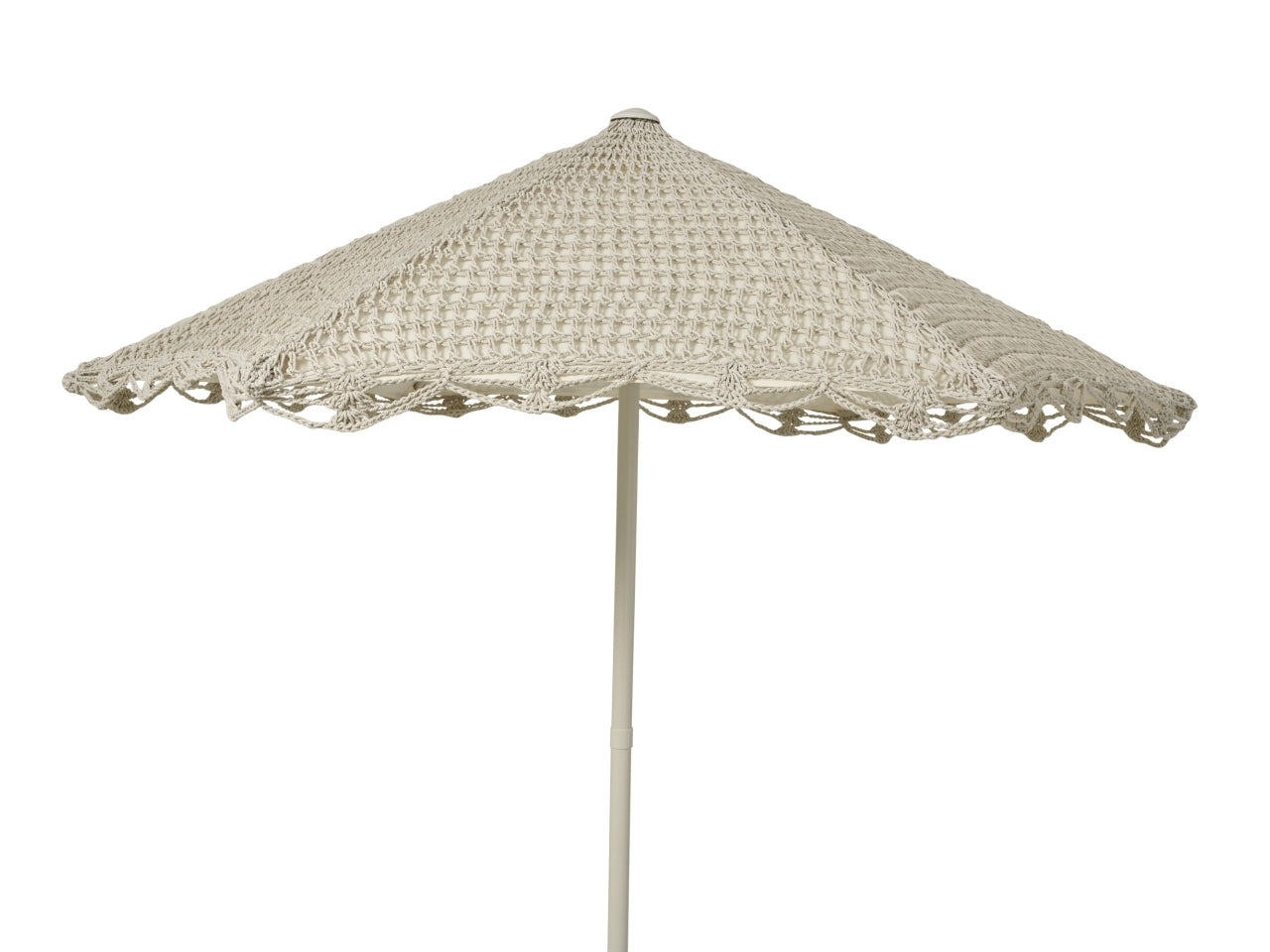 Ombrellone in alluminio con copertura uncinetto bianco d.209xh.220cm