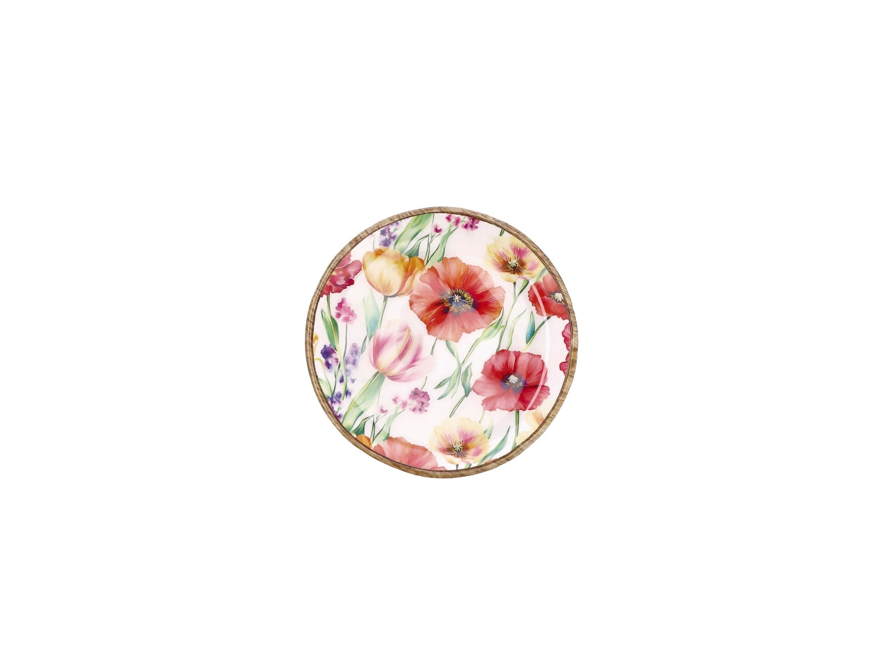 Iole piatto 15cm in legno con decorazione floreale, 2 assortimenti