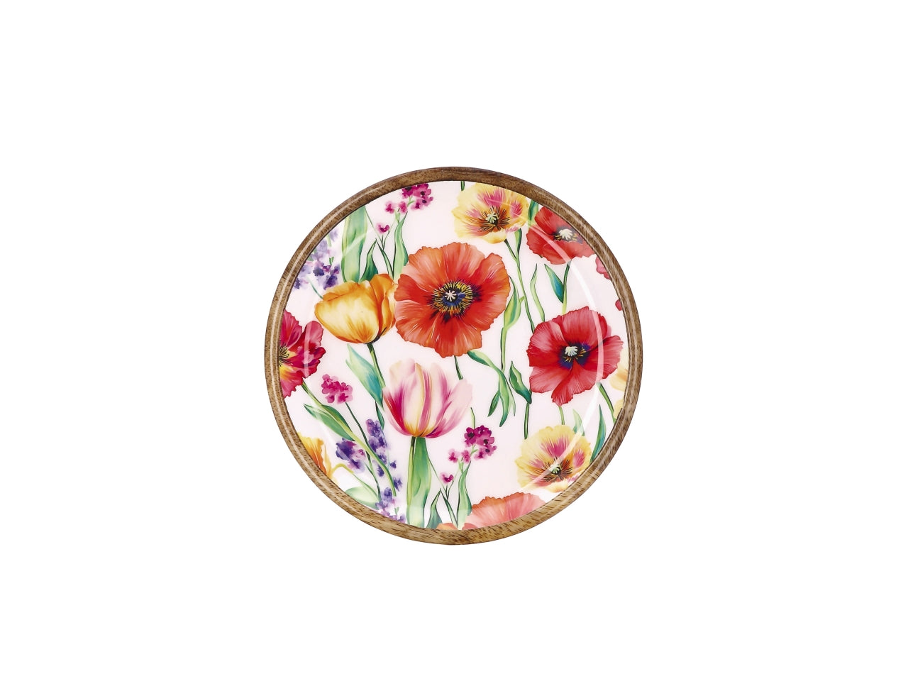 Iole piatto 20cm in legno con decorazione floreale, 2 assortimenti