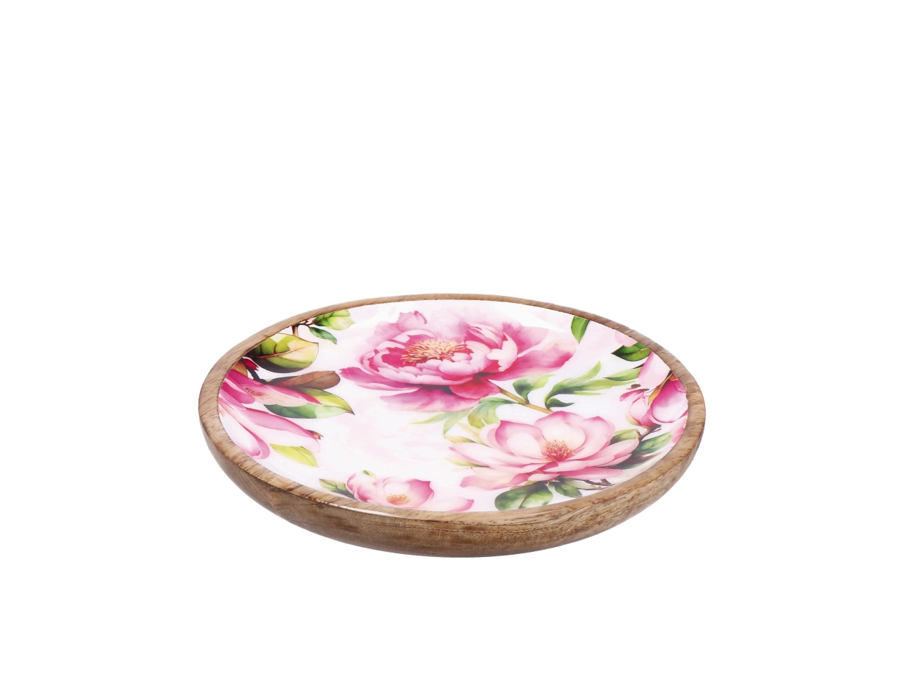 Iole piatto 20cm in legno con decorazione floreale, 2 assortimenti