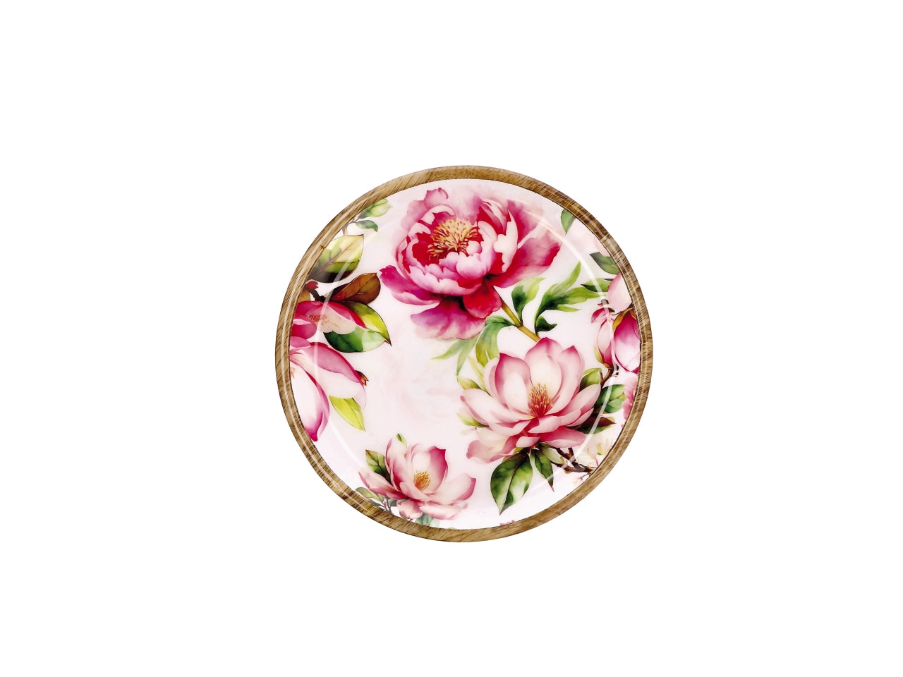 Iole piatto 20cm in legno con decorazione floreale, 2 assortimenti