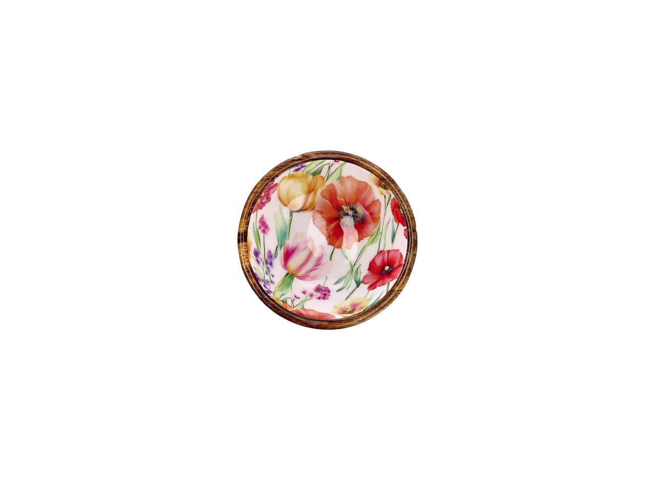 Iole ciotola 13xh.6cm in legno con decorazione floreale, 2 assortimenti