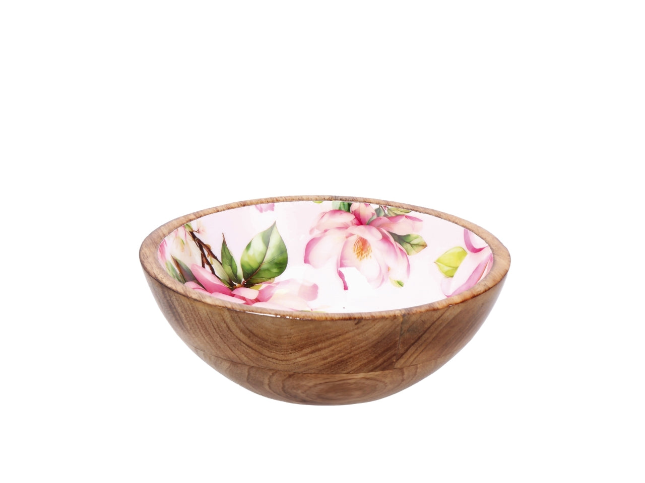 Iole ciotola 20xh.7cm in legno con decorazone floreale, 2 assortimenti
