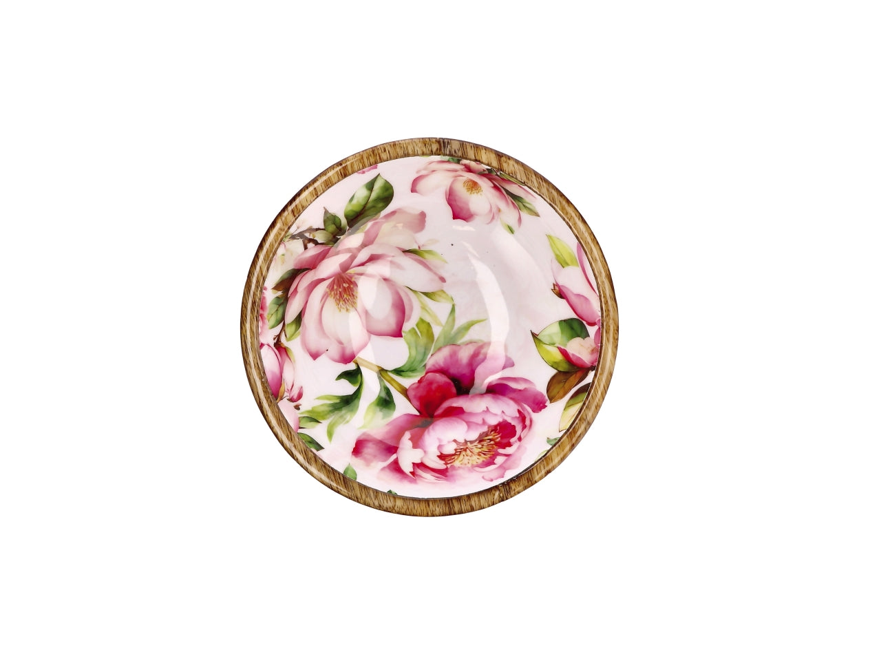 Iole ciotola 20xh.7cm in legno con decorazone floreale, 2 assortimenti