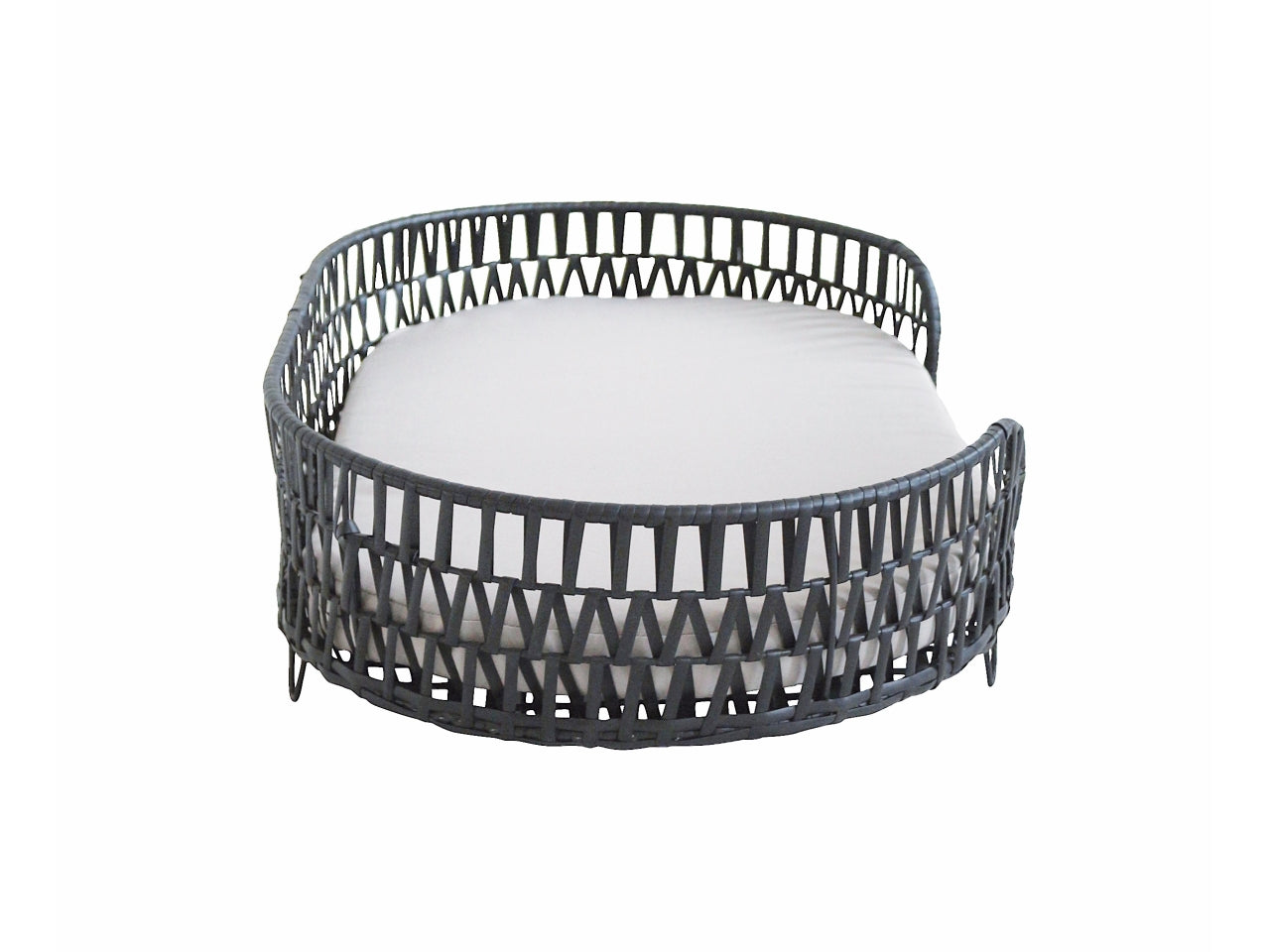 Cuccia lettino ovale nera con cuscino 75x49xh18cm