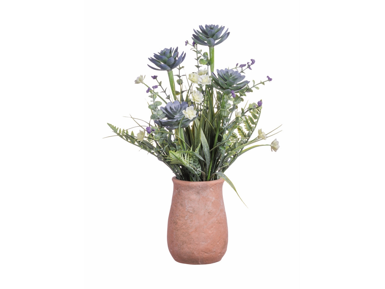Piantina grassa con vaso d.10xh.37cm, 3 varianti colori
