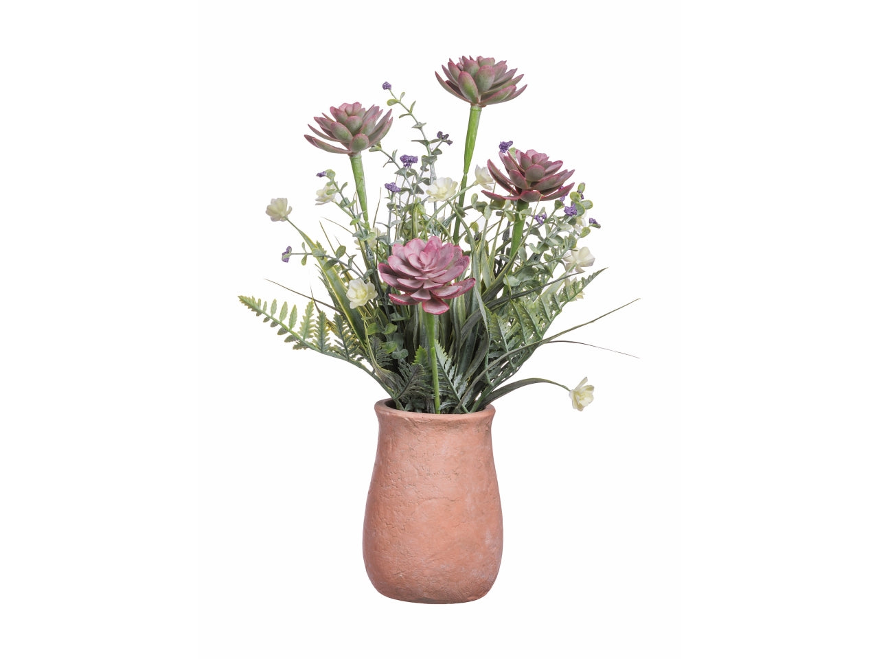 Piantina grassa con vaso d.10xh.37cm, 3 varianti colori