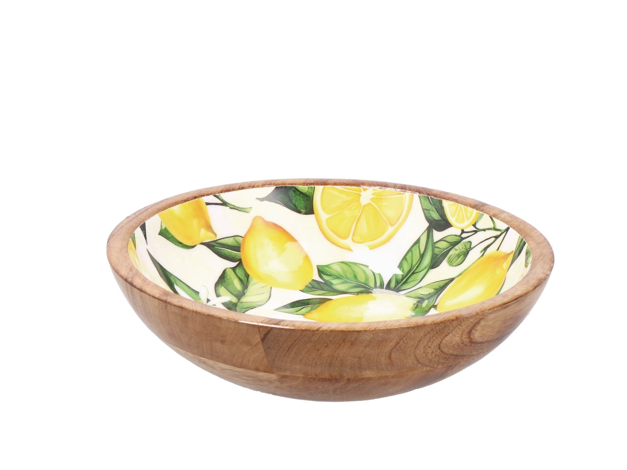 Yari ciotola d.25xh.7cm in legno, 2 decori assortiti