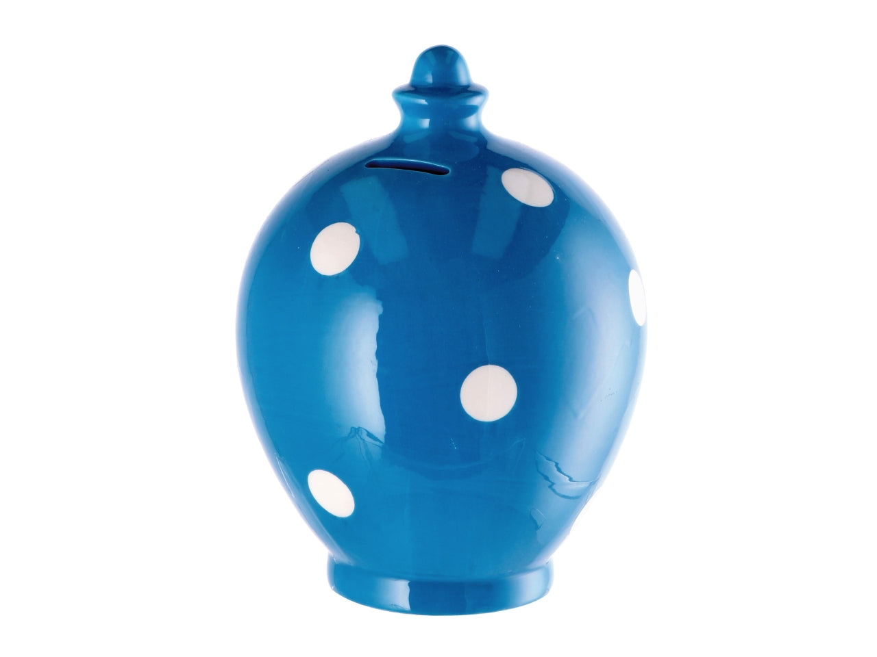 Salvadanaio in ceramica a pois 15xh20cm, 4 colori assortiti