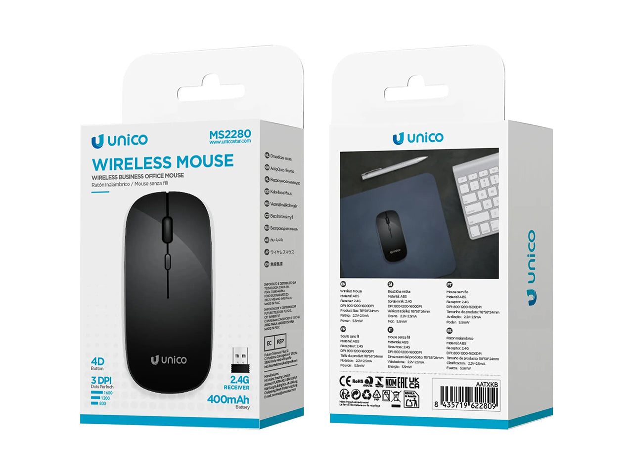 Mouse wireless 4d design estetico nero