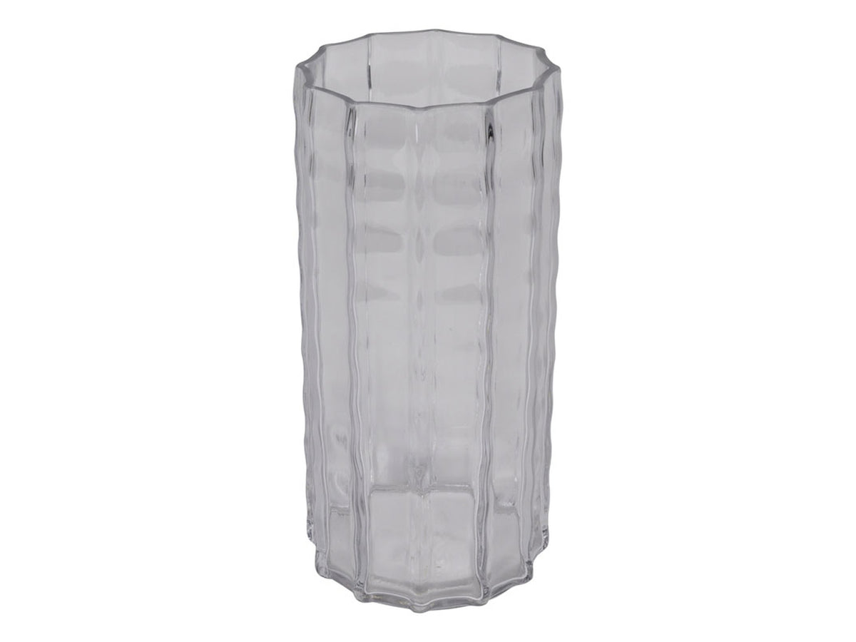 Vaso portafiori in vetro trasparente d.12x25cm