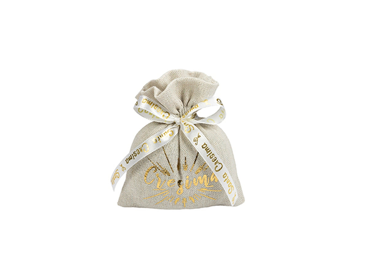 Sacchetto portaconfetti in cotone stampato Santa Cresima 10x12cm