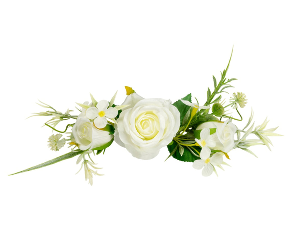 Ramo con rosa grande panna in confezione da 6 pezzi