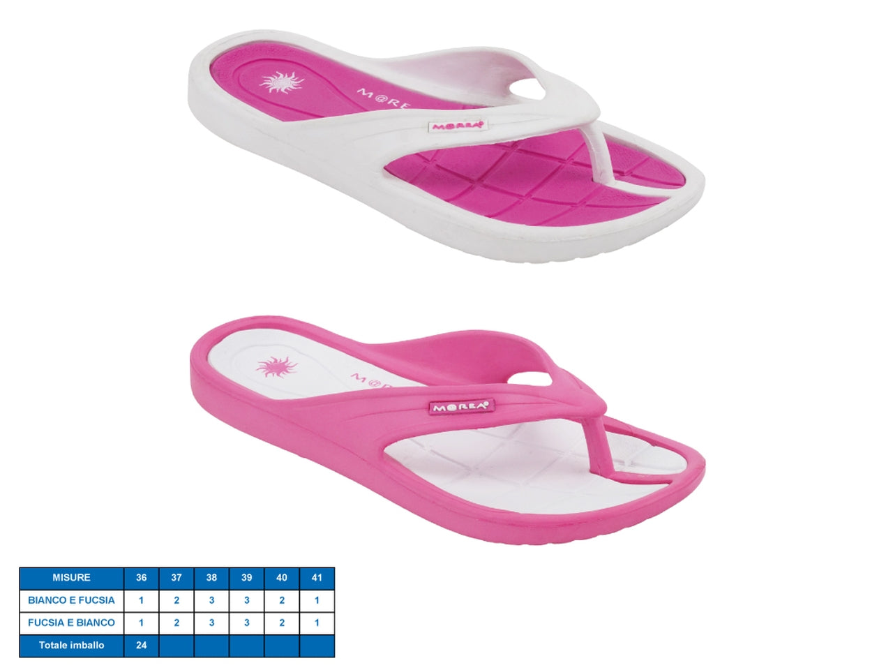 Ciabatta Atlantic da donna, tagle dal 36 al 41 in 2 colori assortiti