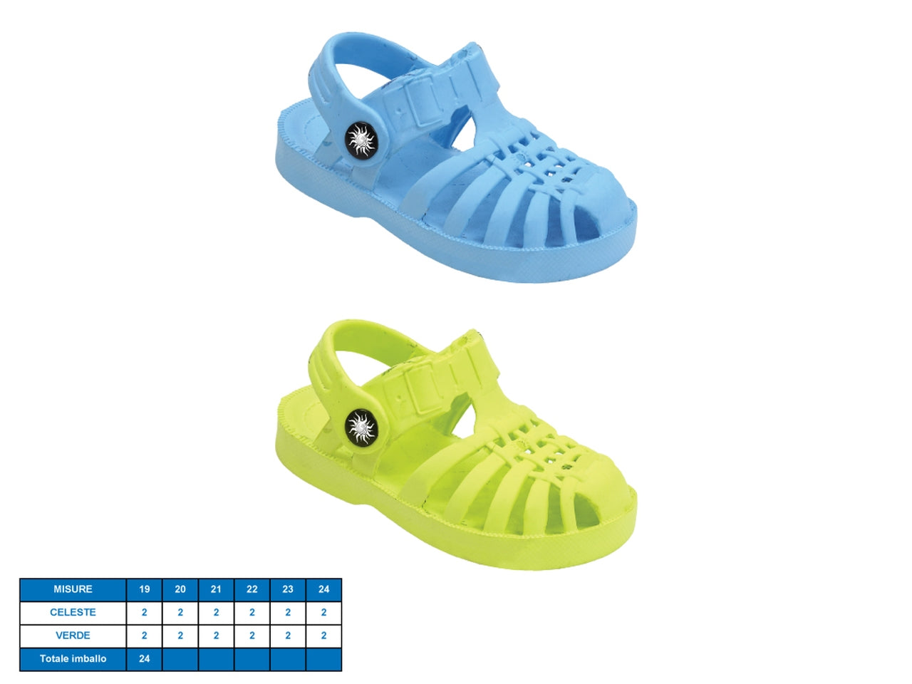 Ciabatta Pomezia per bambini, taglie dal 19 al 24 in 2 colori assortiti