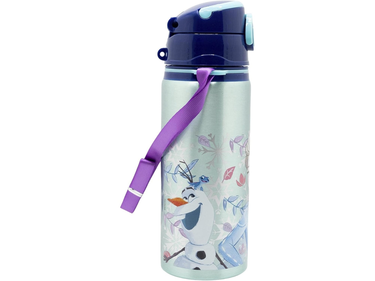 Frozen borraccia in alluminio pop up con cannuccia e tracolla 730ml