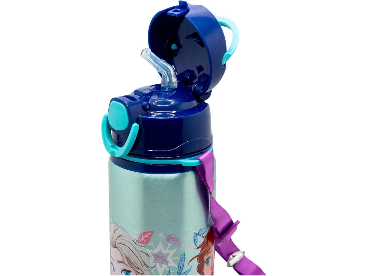 Frozen borraccia in alluminio pop up con cannuccia e tracolla 730ml