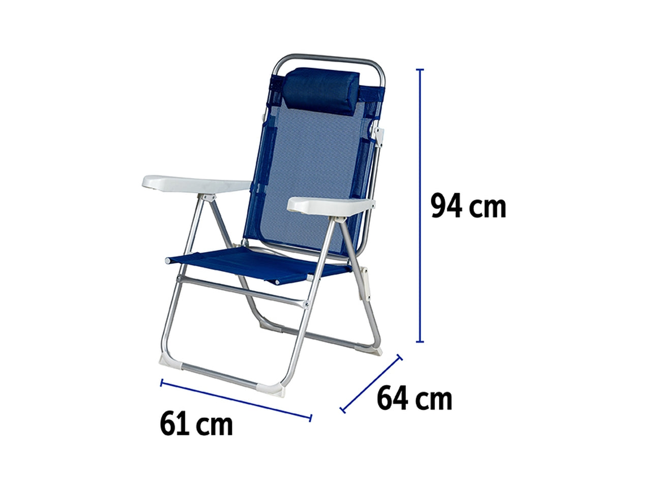 Spiaggina reclinabile alluminio/textilene 61,5x57x96,5 blu