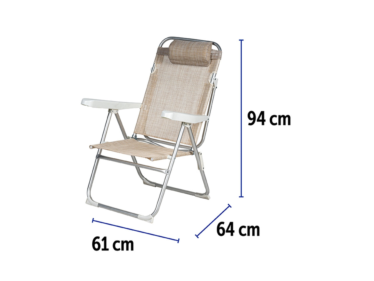 Spiaggina reclinabile alluminio/textilene 61,5x57x96,5 beige