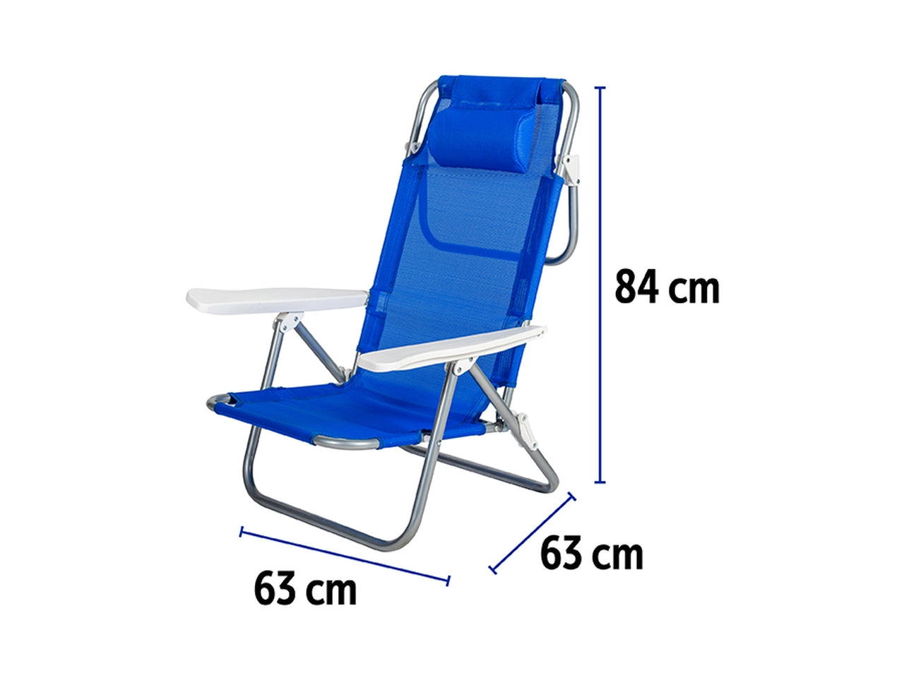 Spiaggina real 5posizioni acciaio/textilene blu $