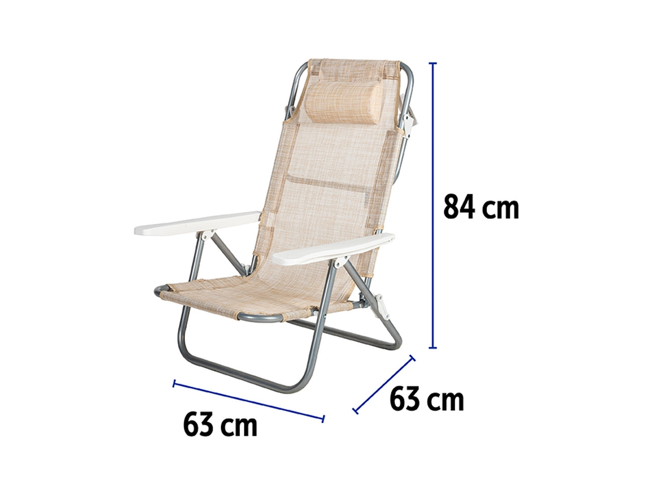 Spiaggina real 5posizioni acciaio/textilene beige $