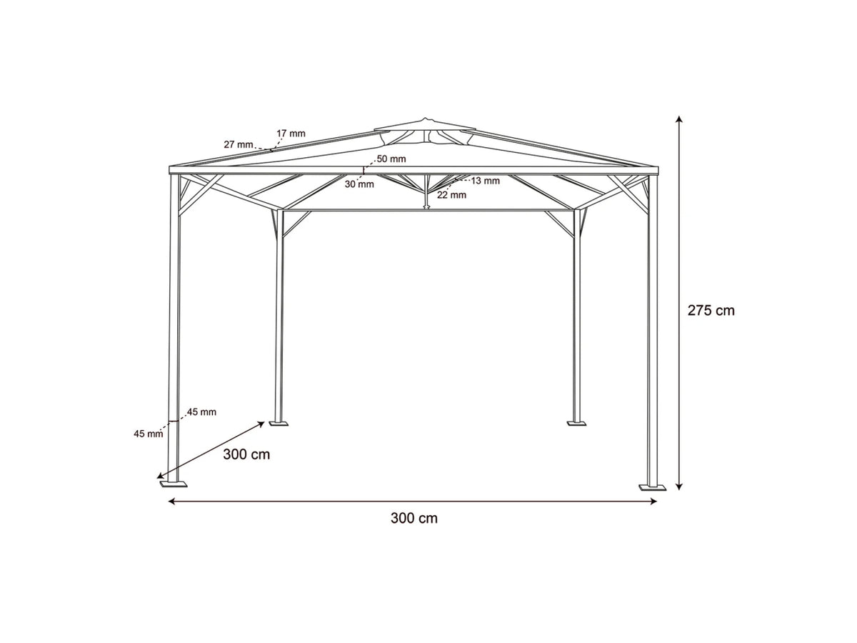 Gazebo ombrellone 3x3mt in tessuto poliestere ecrÃ¹ e struttura antracite