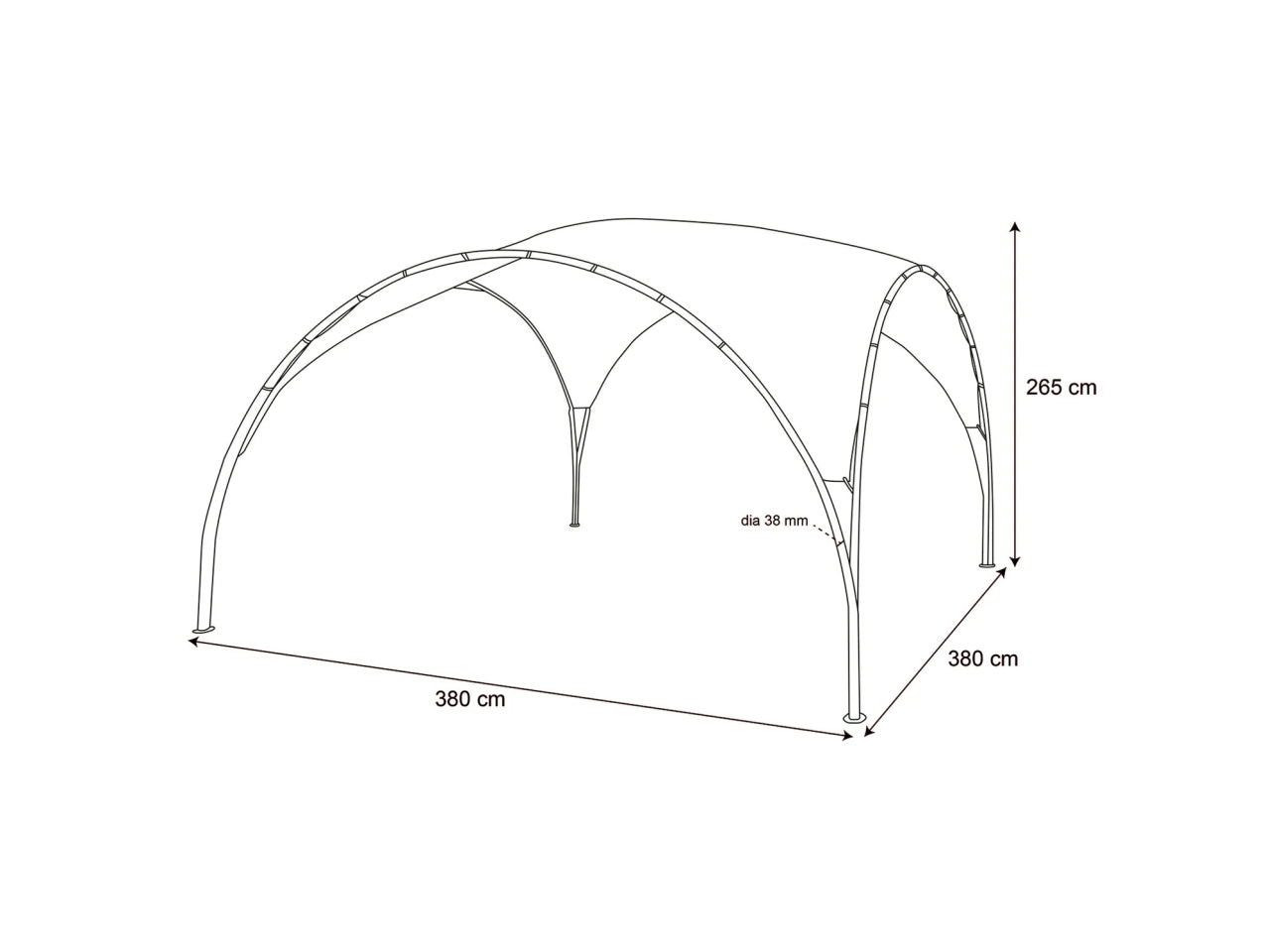 Gazebo veranda 3,8x2,6mt in tessuto ecru' e struttura antracite