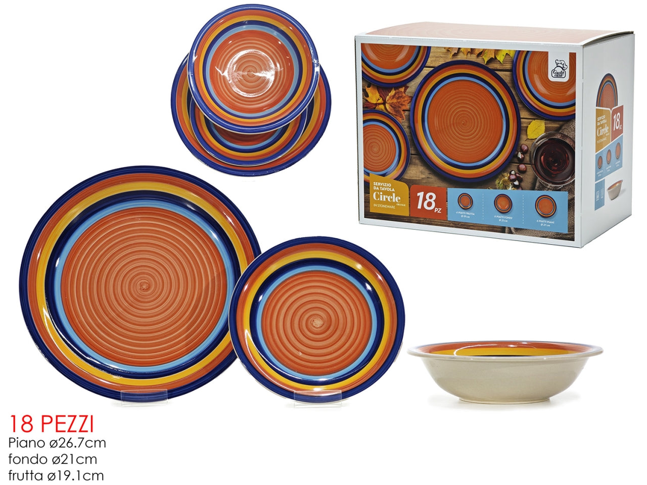 Servizio piatti Circle da 18 pezzi arancio