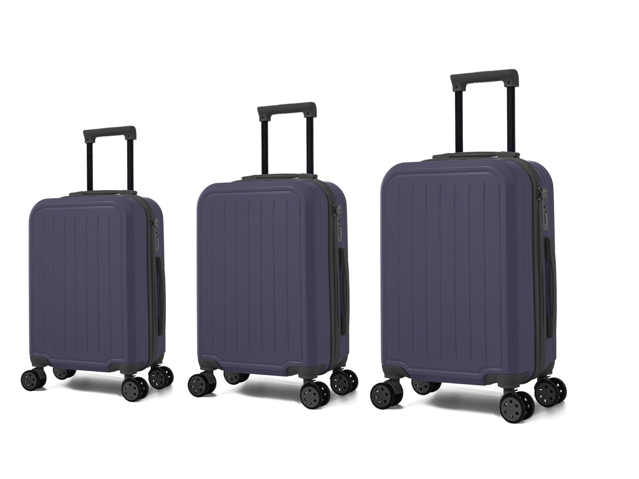 Trolley set da 3 pezzi in abs con 4 ruote doppie