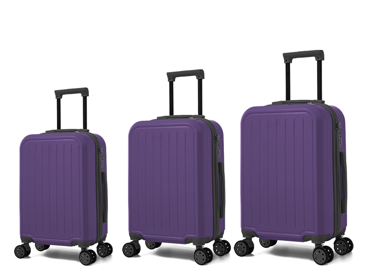 Trolley set da 3 pezzi in abs con 4 ruote doppie