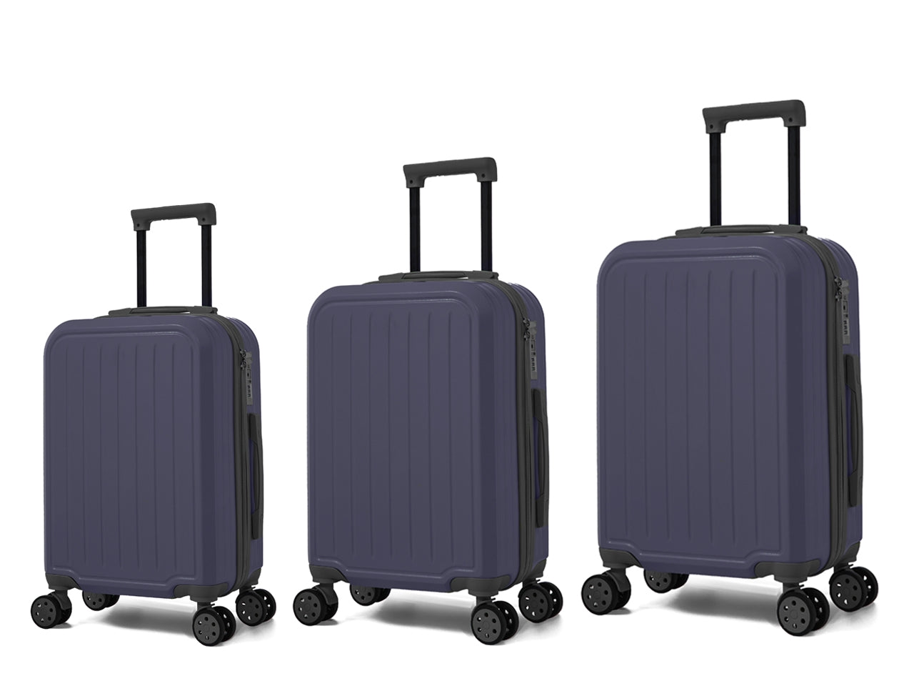 Trolley set da 3 pezzi in abs con 4 ruote doppie