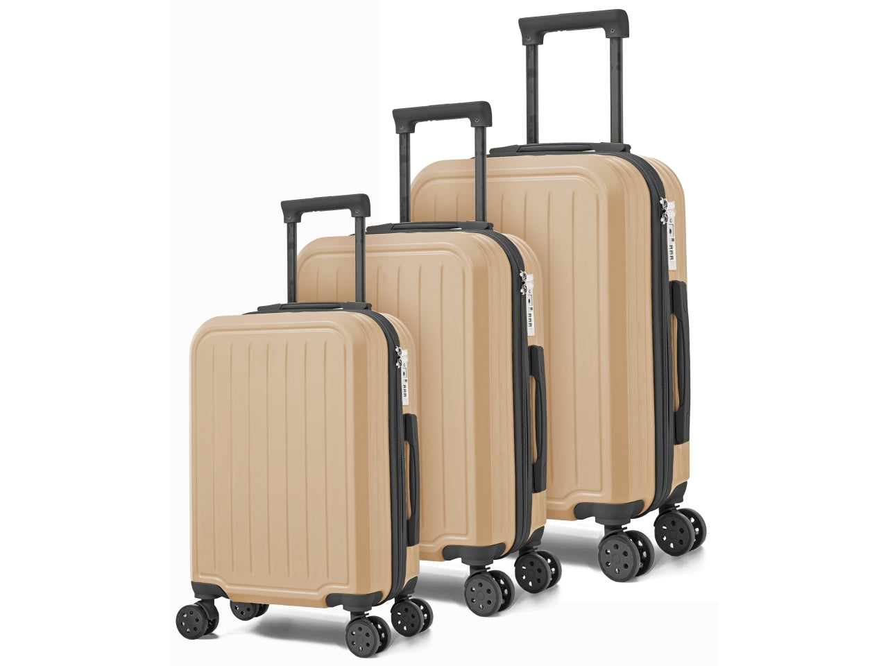 Trolley set da 3 pezzi in abs con 4 ruote doppie