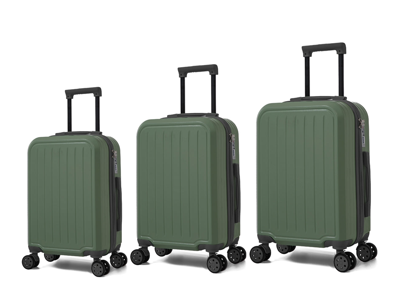 Trolley set da 3 pezzi in abs con 4 ruote doppie