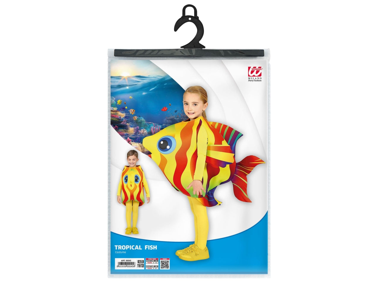 Costume pesce tropicale 116-128cm 4-7 anni