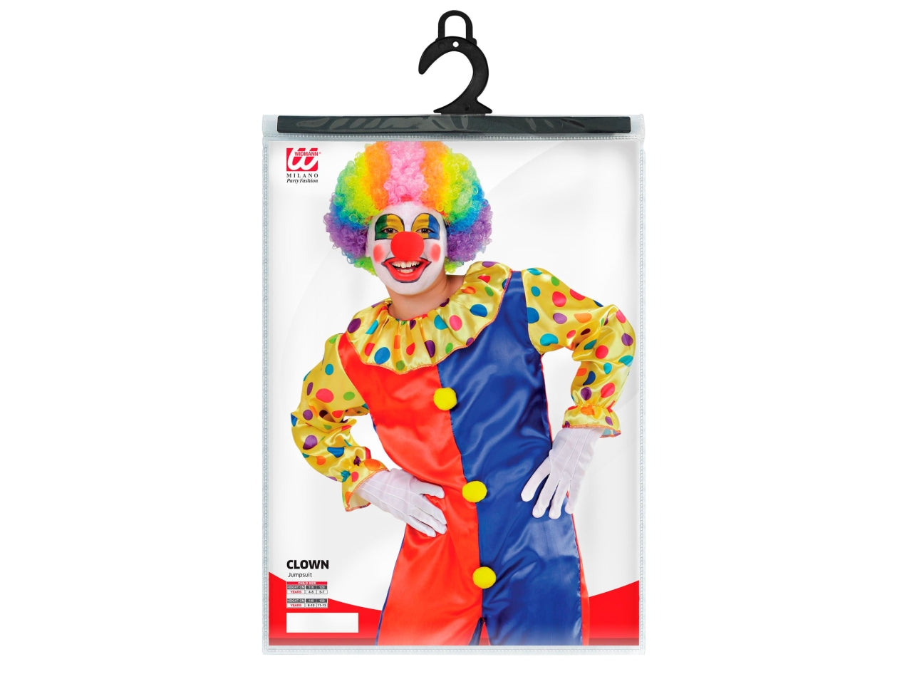 Costume pagliaccio 128cm 5-7 anni