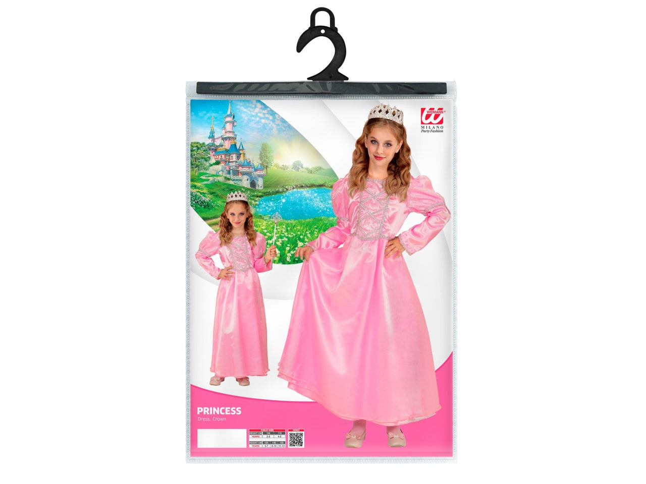 Costume principessa rosa 116cm 4-5 anni