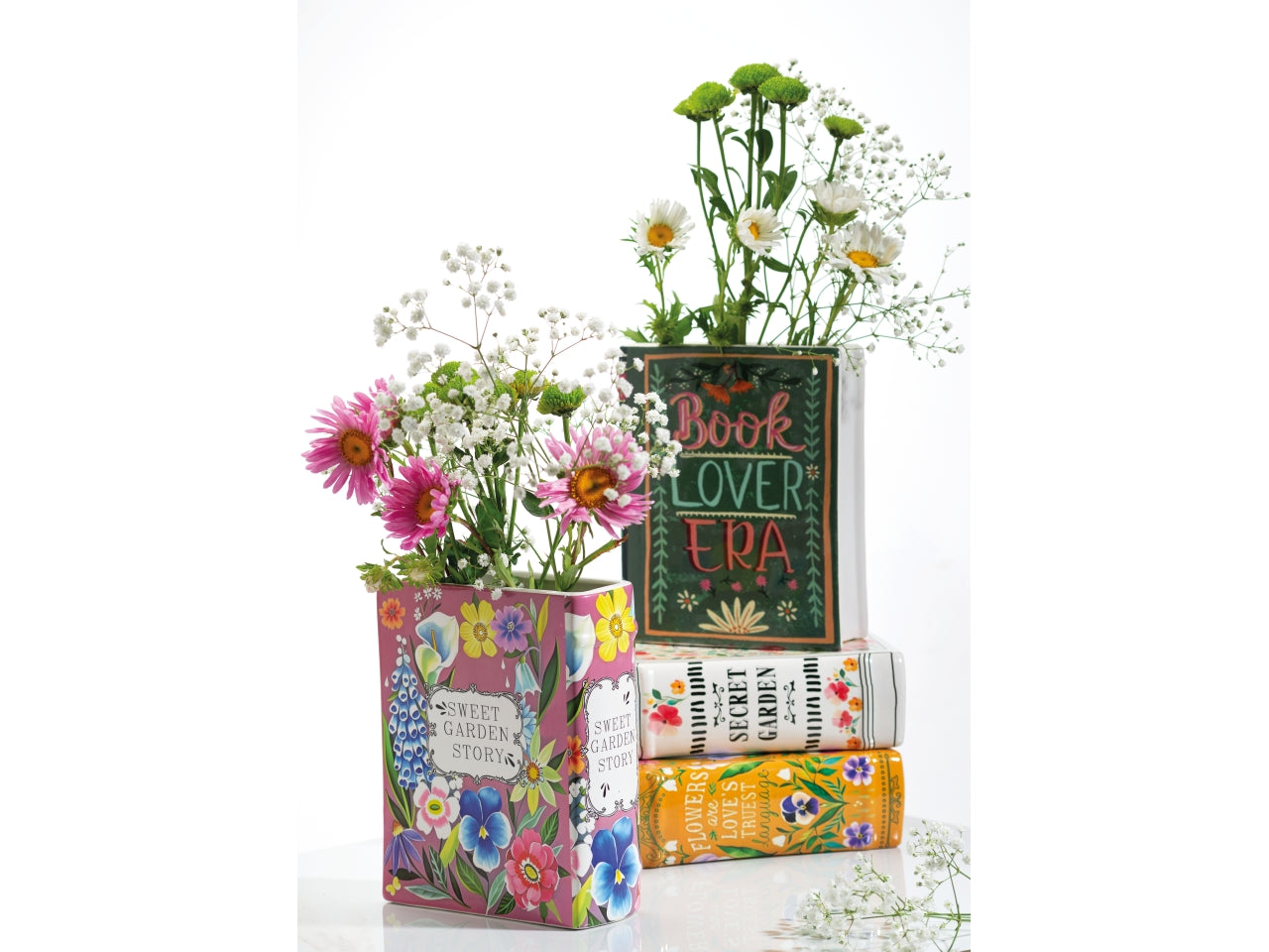 Garden book vase 16x6,2xh.20cm in 5 disegni assortiti