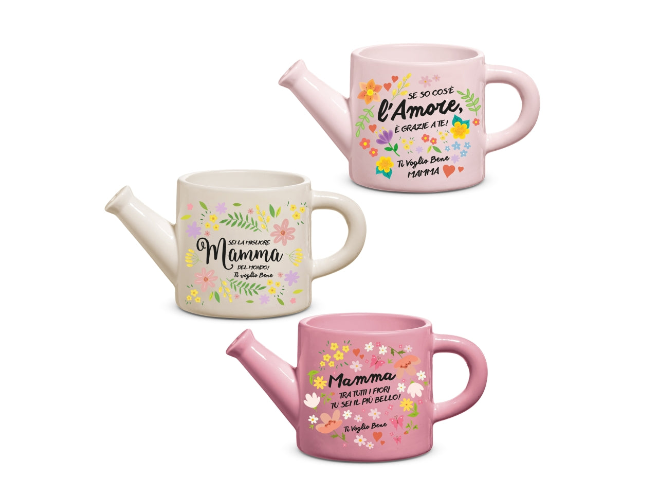 Festa della Mamma vaso annaffiatoio 20,7x11xh.11,8cm in 3 colori assortiti